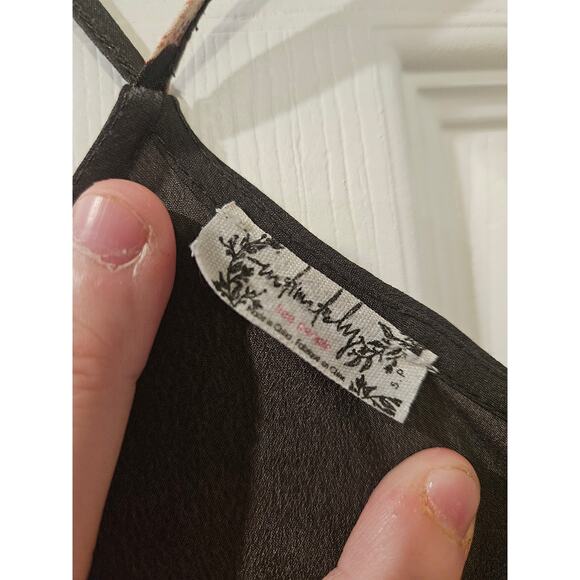 Free People Chiffon Cascades Slip Dress Black Combo Small Floral Boho Festival - Picture 3 of 7